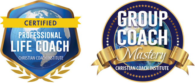 Certified Professional Life Coach and Group Coach Mastery credential badges
